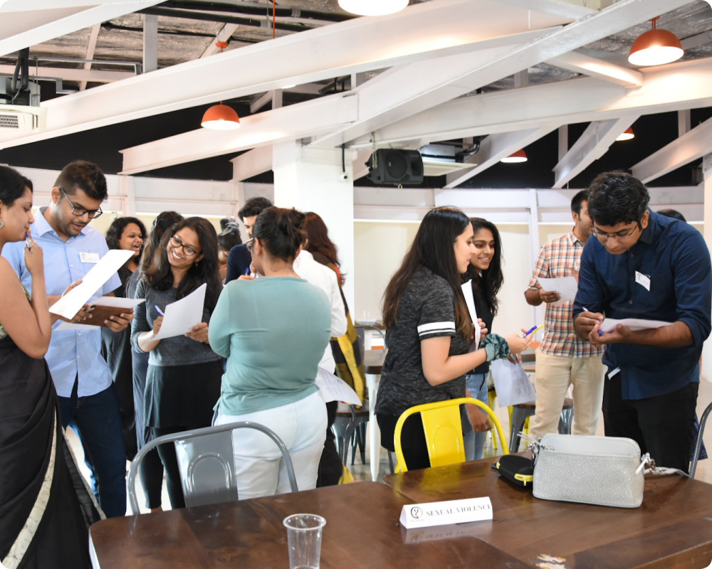team having activities in office space