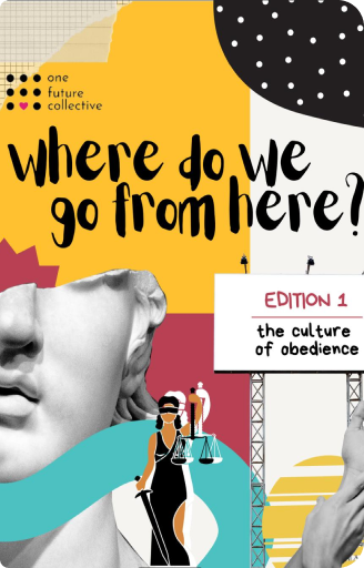 Handmade zine with mixed-media illustrations and reflective prompts, created by educators during a workshop on burnout recognition and mutual care practices